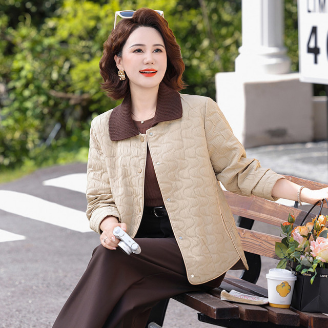 13782533.妈妈装翻领时尚提花高级感外套J8HXH608