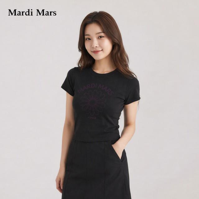 13785531.Mardi.Mars潮牌女士雏菊印花短袖T恤韩系简约圆领宽松百搭上衣