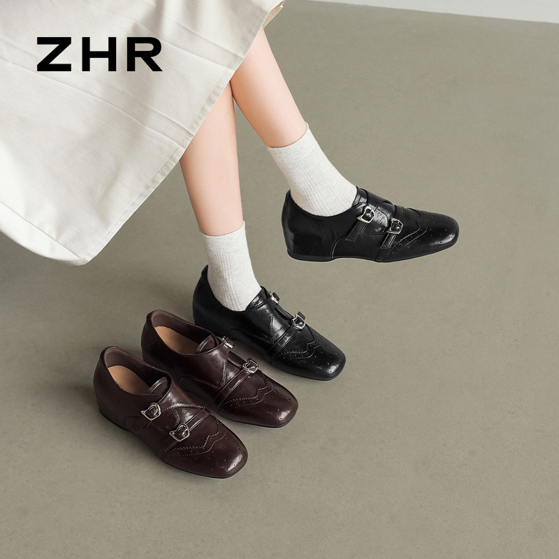 13785020.【ZHR则则】深口单鞋圆头搭扣内增高女鞋[PU]