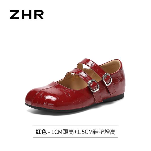 13785041.【ZHR则则】平底玛丽珍鞋圆头搭扣平底女鞋[PU]