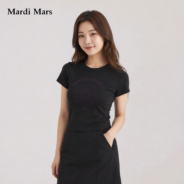 13785531.Mardi.Mars潮牌女士雏菊印花短袖T恤韩系简约圆领宽松百搭上衣