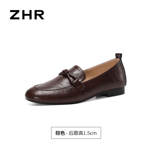 13785040.【ZHR则则】平底乐福鞋圆头系带平底女鞋[猪皮软垫]