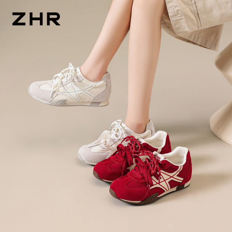 13785023.【ZHR则则】阿甘鞋圆头系带平底女鞋[雨伞布+头层猪皮+超纤]