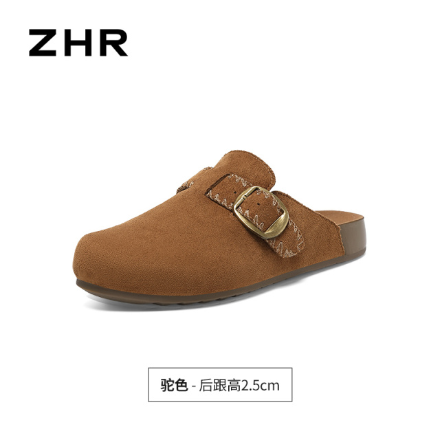 13785047.【ZHR则则】勃肯拖鞋圆头套脚厚底女鞋[牛奶绒]