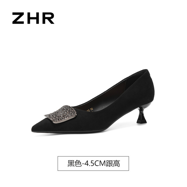 13785054.【ZHR则则】高跟单鞋尖头套脚细跟女鞋[PU]