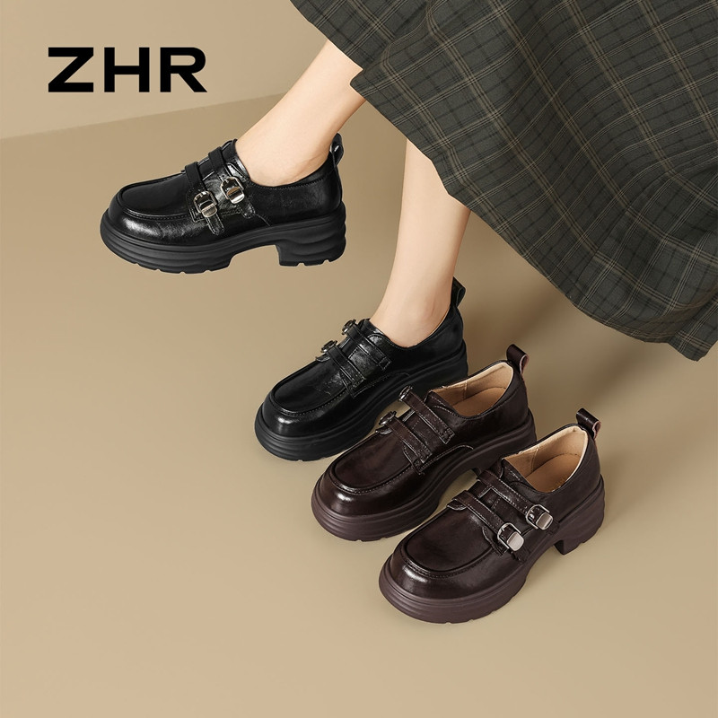 13785026.【ZHR则则】深口单鞋圆头搭扣厚底女鞋[超纤]