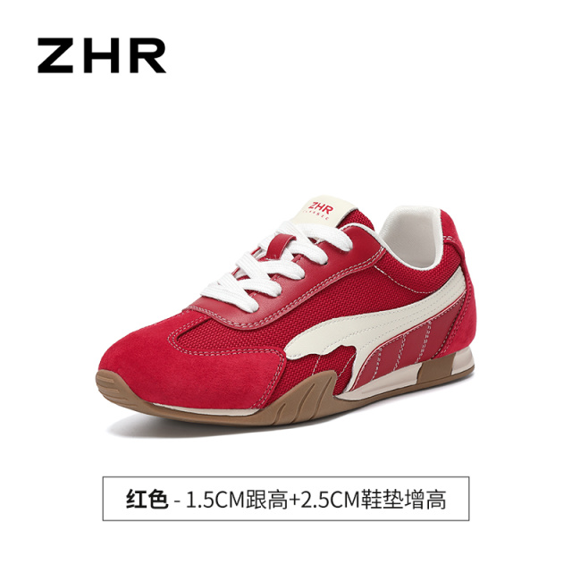 13785032.【ZHR则则】阿甘鞋圆头系带平底女鞋[超纤+网布+头层猪皮]