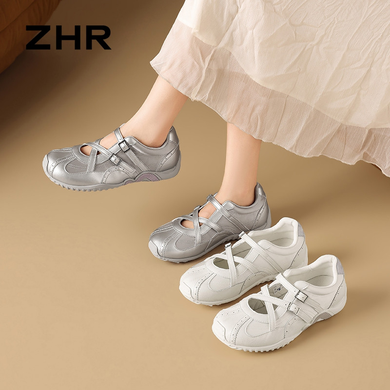 13835517.【ZHR则则】运动玛丽珍鞋圆头搭扣厚底女鞋[猪皮软垫]