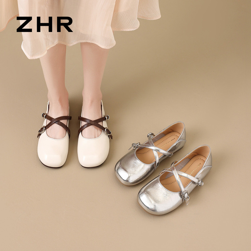 13785038.【ZHR则则】平底玛丽珍鞋圆头搭扣平底女鞋[PU]