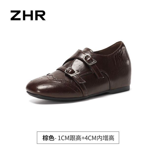 13785020.【ZHR则则】深口单鞋圆头搭扣内增高女鞋[PU]