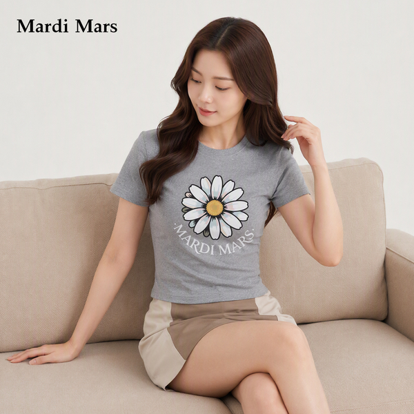 13785529.Mardi.Mars潮牌女士韩系清新风彩色雏菊印花短袖T恤宽松百搭上衣