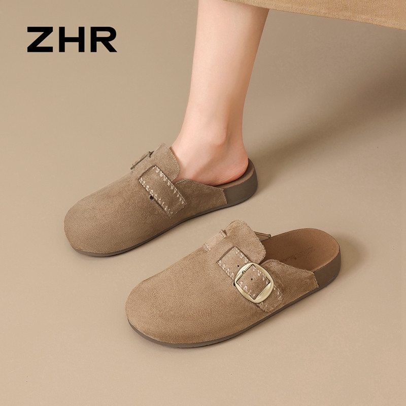 13785047.【ZHR则则】勃肯拖鞋圆头套脚厚底女鞋[牛奶绒]