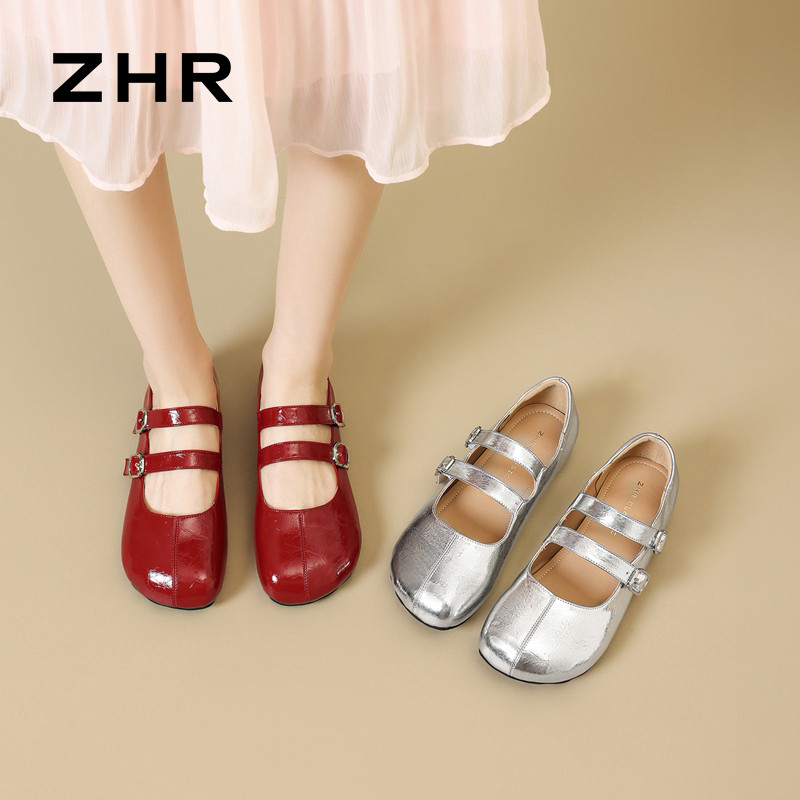 13785041.【ZHR则则】平底玛丽珍鞋圆头搭扣平底女鞋[PU]