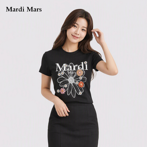 13785532.Mardi.Mars潮牌女士雏菊字母印花纯棉短袖T恤夏季柔软舒适百搭款