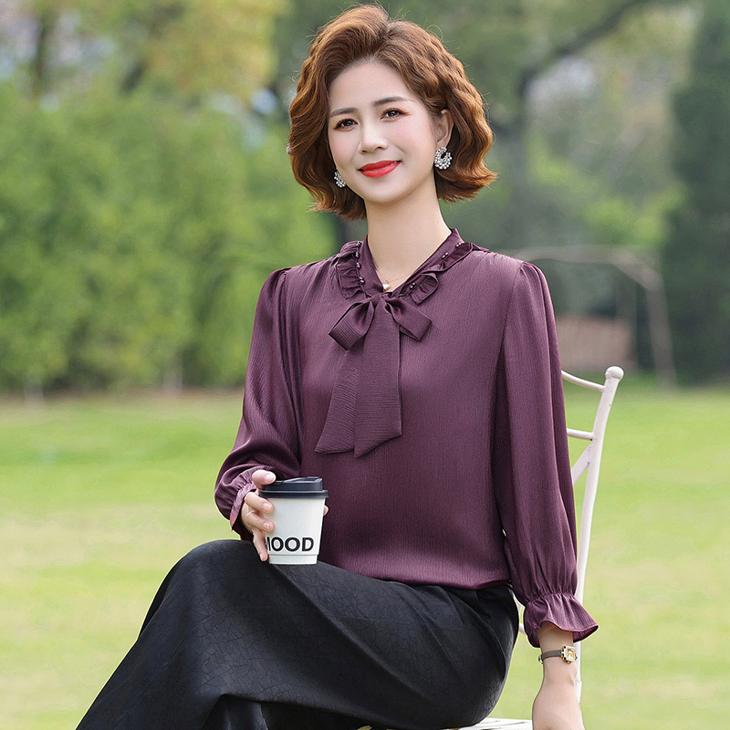 13785322.妈妈装设计感系带领时尚T恤小衫Q8HLYF6308