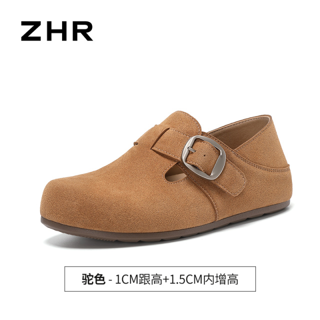 13785042.【ZHR则则】勃肯鞋圆头魔术贴平底女鞋[牛纤绒]