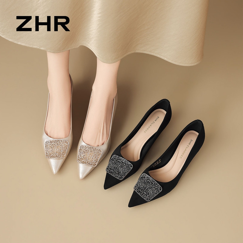 13785054.【ZHR则则】高跟单鞋尖头套脚细跟女鞋[PU]