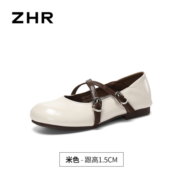 13785038.【ZHR则则】平底玛丽珍鞋圆头搭扣平底女鞋[PU]