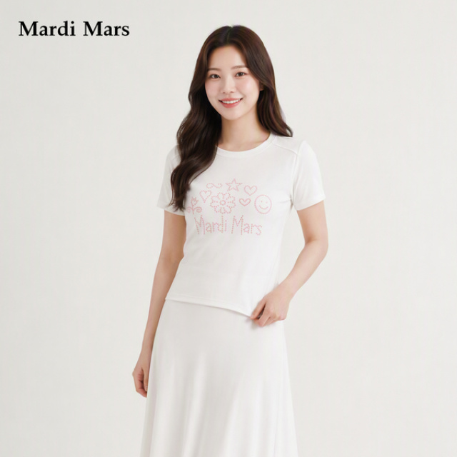 13785524.Mardi.Mars潮牌女士粉色圆点印花纯棉短袖T恤夏季宽松百搭上衣
