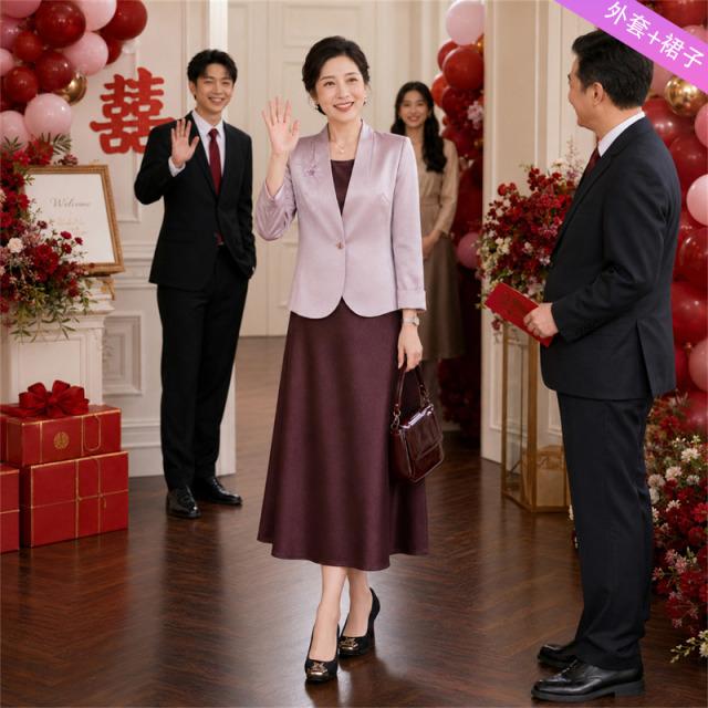 13790388.妈妈装高级感中式国风外套+裙子时尚礼服套装J8HYM8613