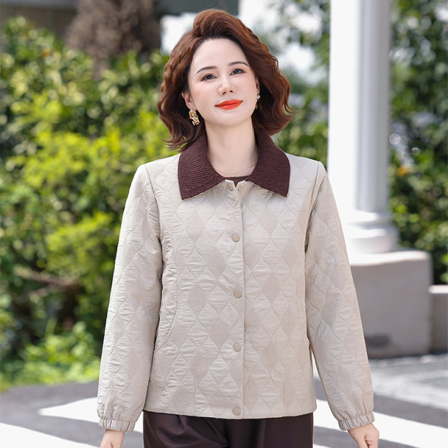 13790014.妈妈装翻领提花高级感外套J8HFH9031