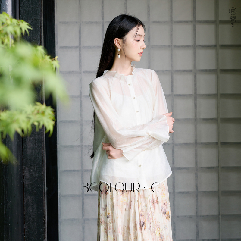 13792101.【明月流光】三彩2026秋季新款莱赛尔衬衫新中式立领长袖衬衣C