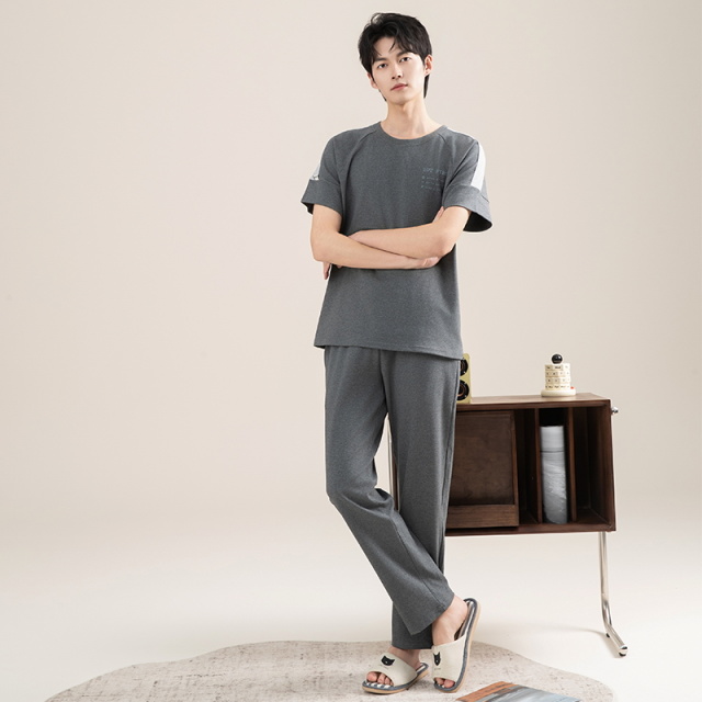 13792143.派邦奴夏秋季拼接短袖收口袖子创意设计男士睡衣套装qh