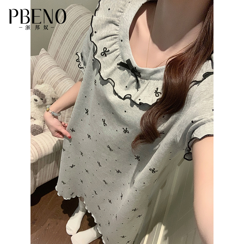 13792341.派邦奴夏秋季新款女士居家舒适时尚感睡裙ck