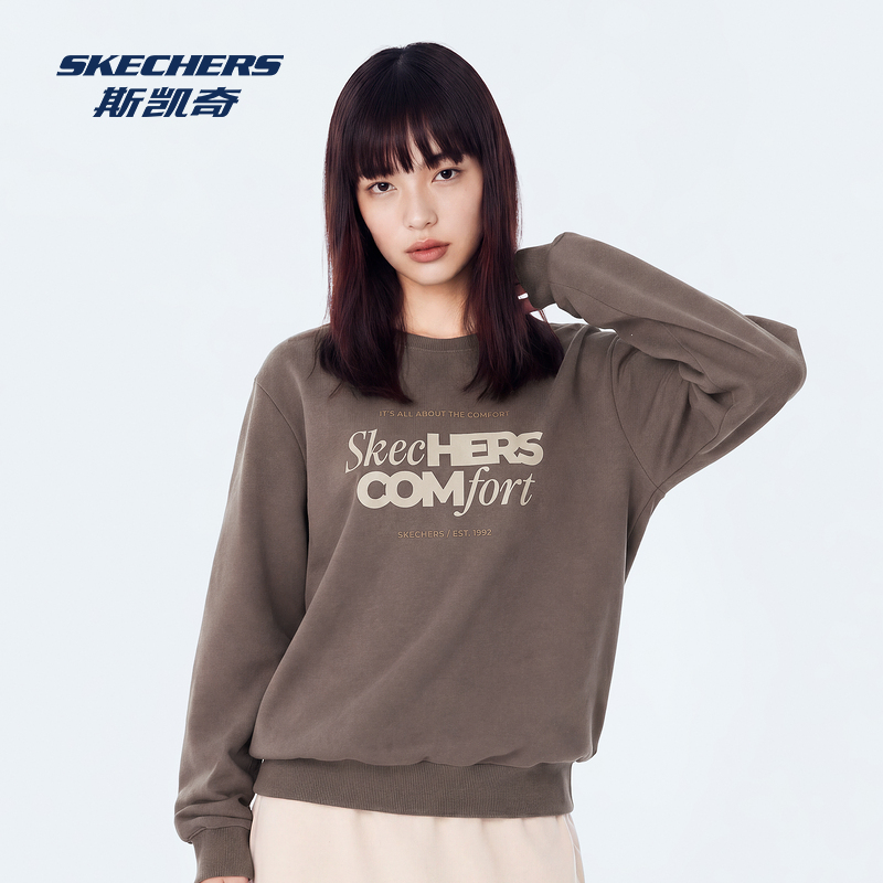 13794092.斯凯奇【舒适百搭】新品秋季男女同款卫衣运动休闲长袖微弹圆领
