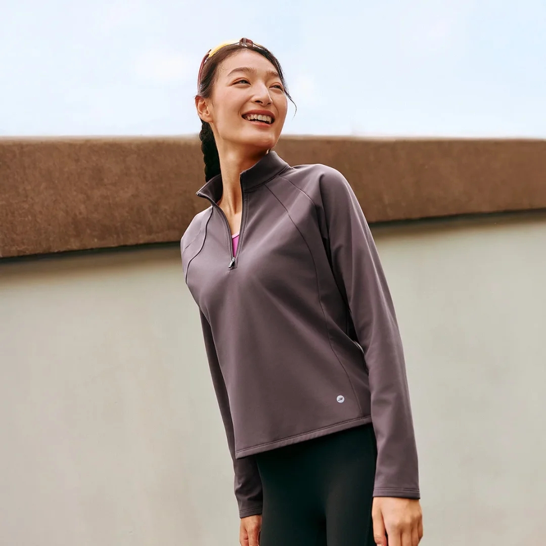 13795689.斯凯奇【半开胸拉链】秋季运动t恤女长袖打底衫运动瑜伽t恤女