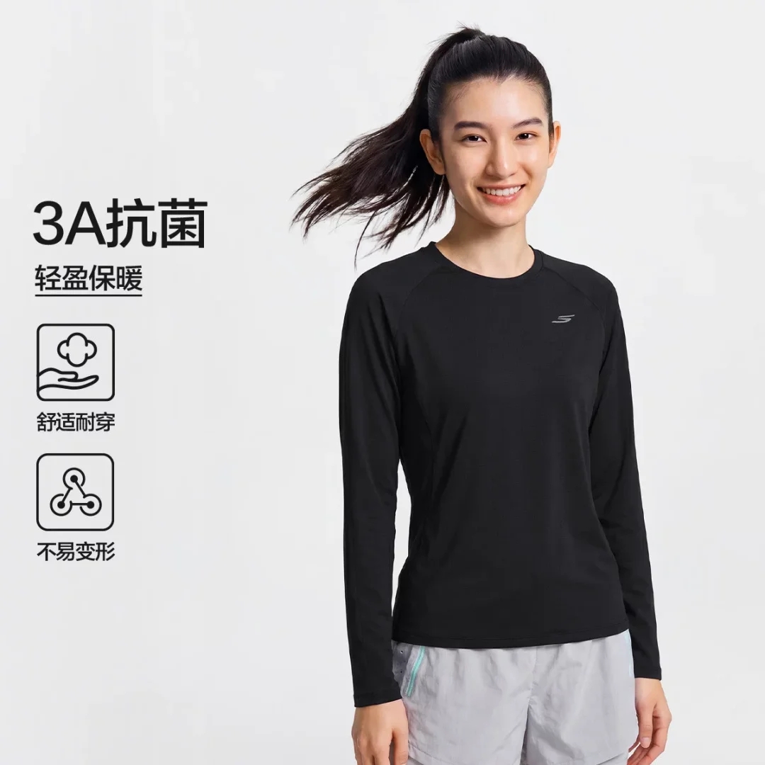 13795687.斯凯奇秋季长袖衫t恤衫女3A抗菌针织长袖衫女上衣