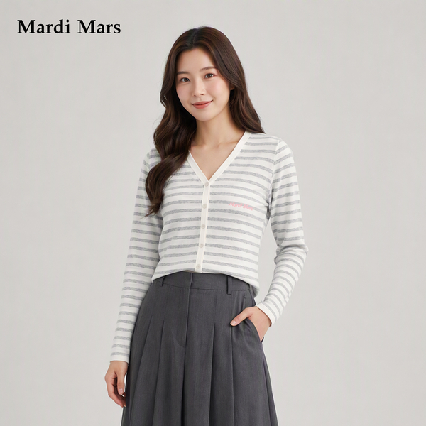 13798327.Mardi.Mars潮牌女士莫代尔长袖针织开衫柔软亲肤修身简约内搭上衣