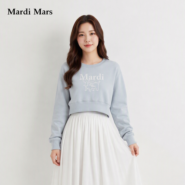 13798326.Mardi.Mars潮牌女士韩系萌趣风圆领短款卫衣图案印花上衣显瘦百搭