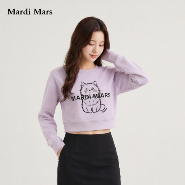 13798329.Mardi.Mars潮牌女士韩系可爱风猫咪印花卫衣减龄显瘦百搭上衣