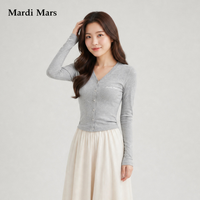 13798327.Mardi.Mars潮牌女士莫代尔长袖针织开衫柔软亲肤修身简约内搭上衣