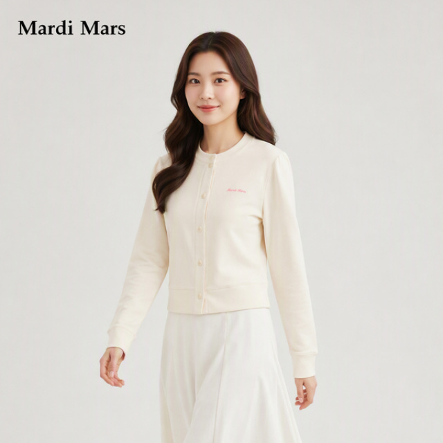 13798328.Mardi.Mars潮牌女士韩系慵懒风圆领排扣卫衣开衫简约字母印花上衣