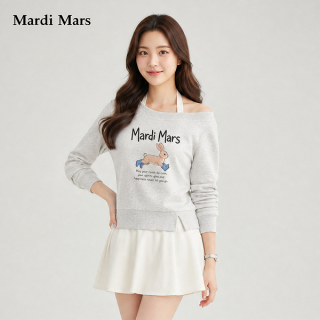 13798348.Mardi.Mars潮牌女士圆领短款卫衣兔子印花上衣减龄显瘦百搭上衣