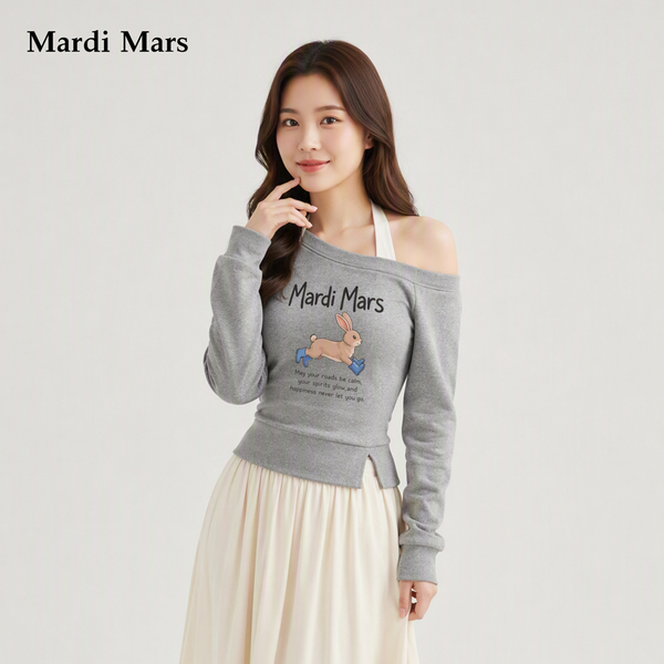13798348.Mardi.Mars潮牌女士圆领短款卫衣兔子印花上衣减龄显瘦百搭上衣