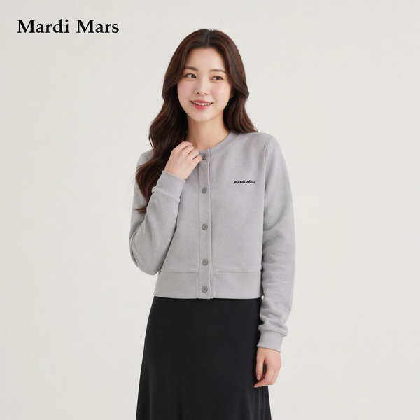 13798328.Mardi.Mars潮牌女士韩系慵懒风圆领排扣卫衣开衫简约字母印花上衣