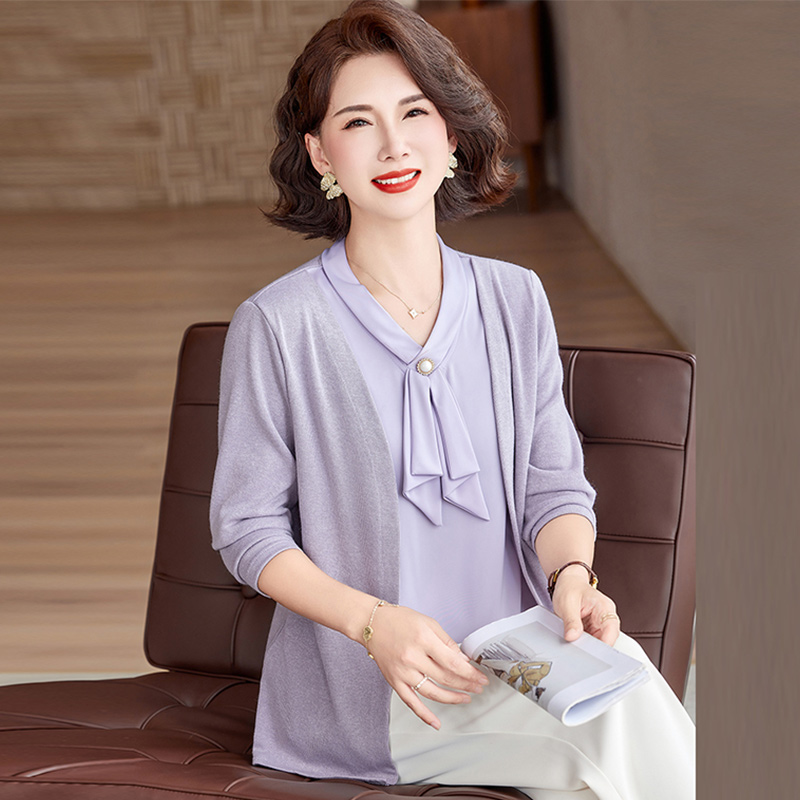 13800862.妈妈装时尚假两件拼接时尚上衣B8HJY2639