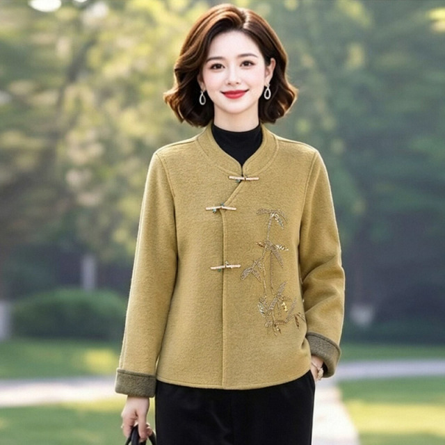 13802211.妈妈装中式高级感刺绣单面呢子时尚外套J8HFYY2667