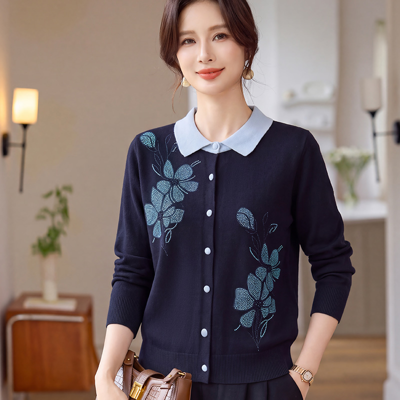 13802235.妈妈装高级感翻领烫钻时尚外套J8HJY6115