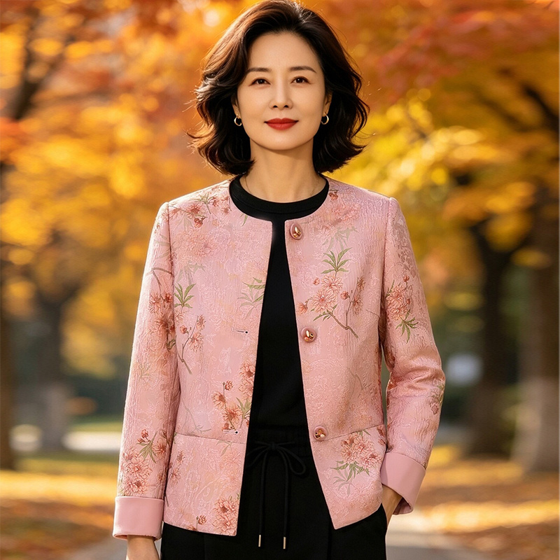 13802208.妈妈装中式国风印花高级感时尚外套J8HYM8811