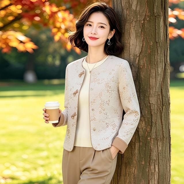 13802206.妈妈装中式国风印花高级感时尚外套J8HYM8813