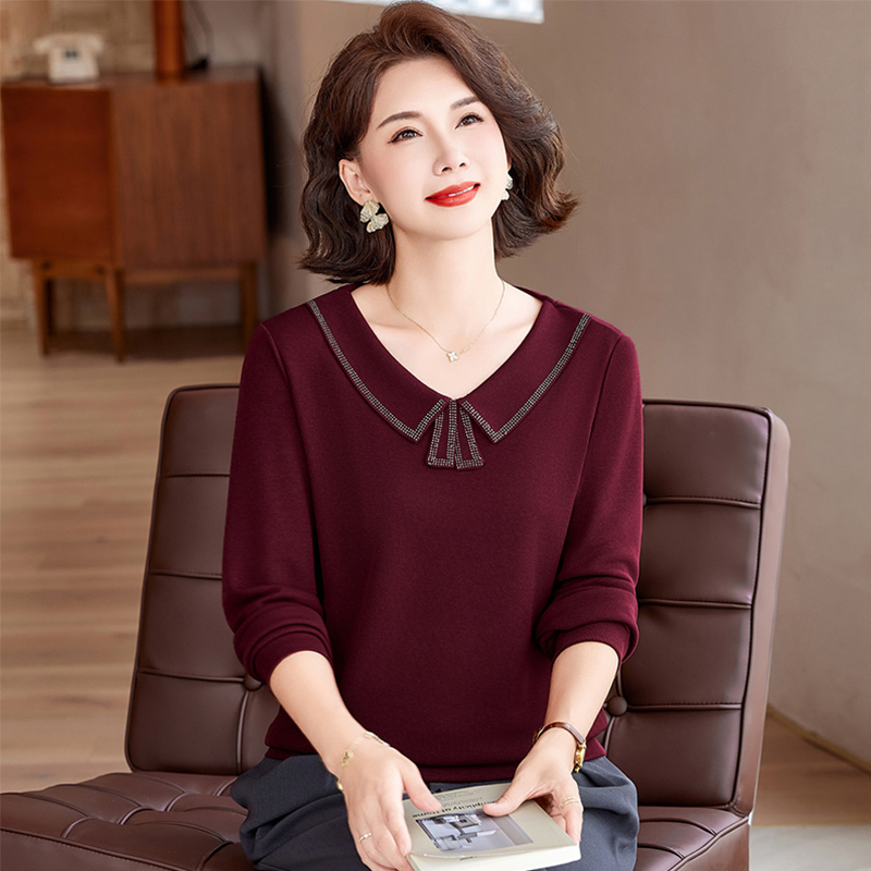 13802265.妈妈装高级感翻领烫钻时尚上衣J8HJY2650