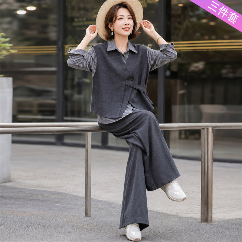 13802268.妈妈装时尚马甲+衬衫+裤子高级感三件套装J8HX963