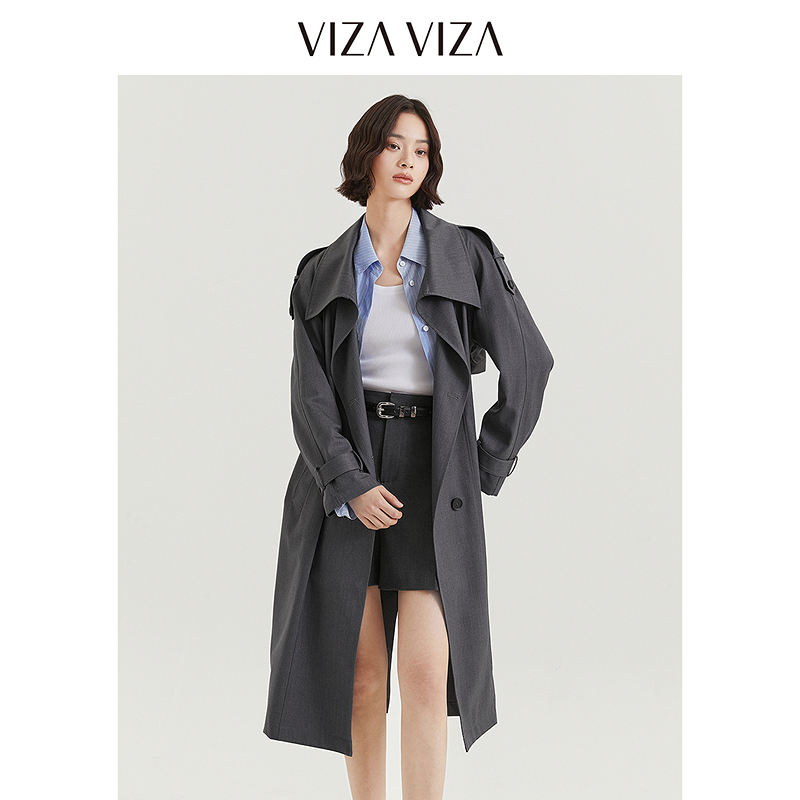 13804787.VIZA VIZA 简约休闲百搭中长款风衣