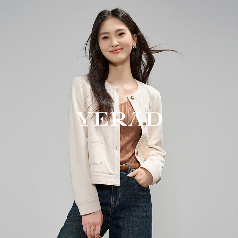 13810355.【娅丽达】美拉德小个子外套女仿麂皮绒短款外套女上衣
