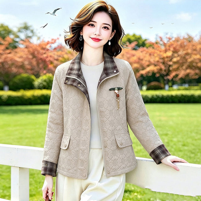13812209.妈妈装高级感拼色提花时尚洋气外套J8HXG3122