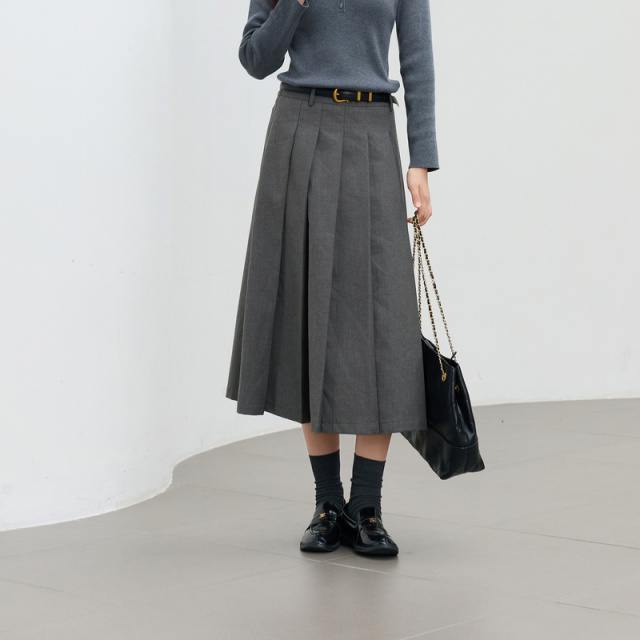 13455340.三彩若潮大码女装2026春季新款百褶半身裙A字长裙百搭学院风胖MM